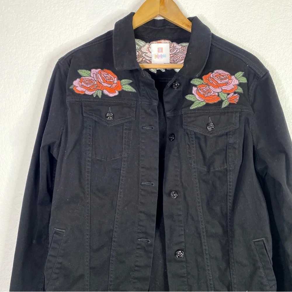 LuLaRoe Black Rose Floral Embroidered Jaxson Jacket
